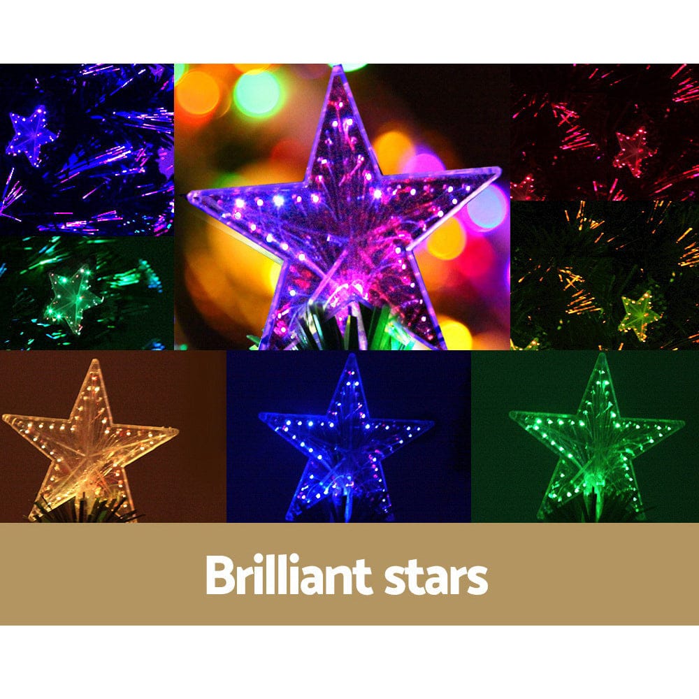 Jingle Jollys 1.8m Christmas Tree Optic Fibre LED Xmas tree Multi Colour - SportZone.co.nz