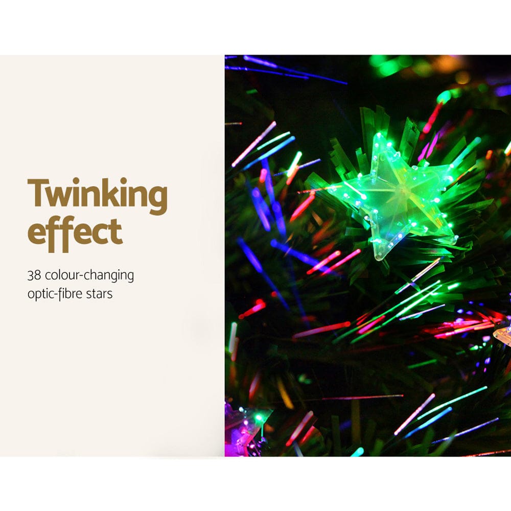 Jingle Jollys 1.8m Christmas Tree Optic Fibre LED Xmas tree Multi Colour - SportZone.co.nz
