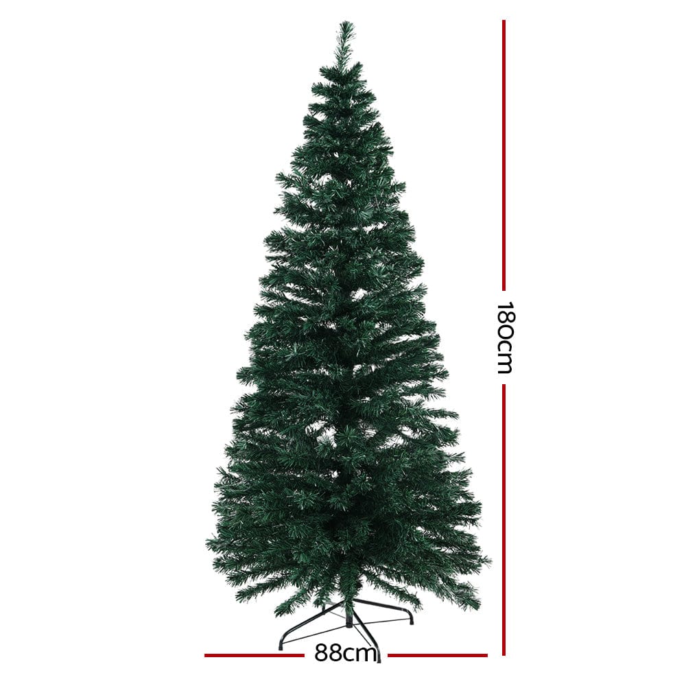 Jingle Jollys 1.8m Christmas Tree Optic Fibre LED Xmas tree Warm White - SportZone.co.nz