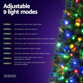 Jingle Jollys 1.8M Pre-lit Christmas Tree 8 Mode Multi Colour 200 LED Light Xmas - SportZone.co.nz