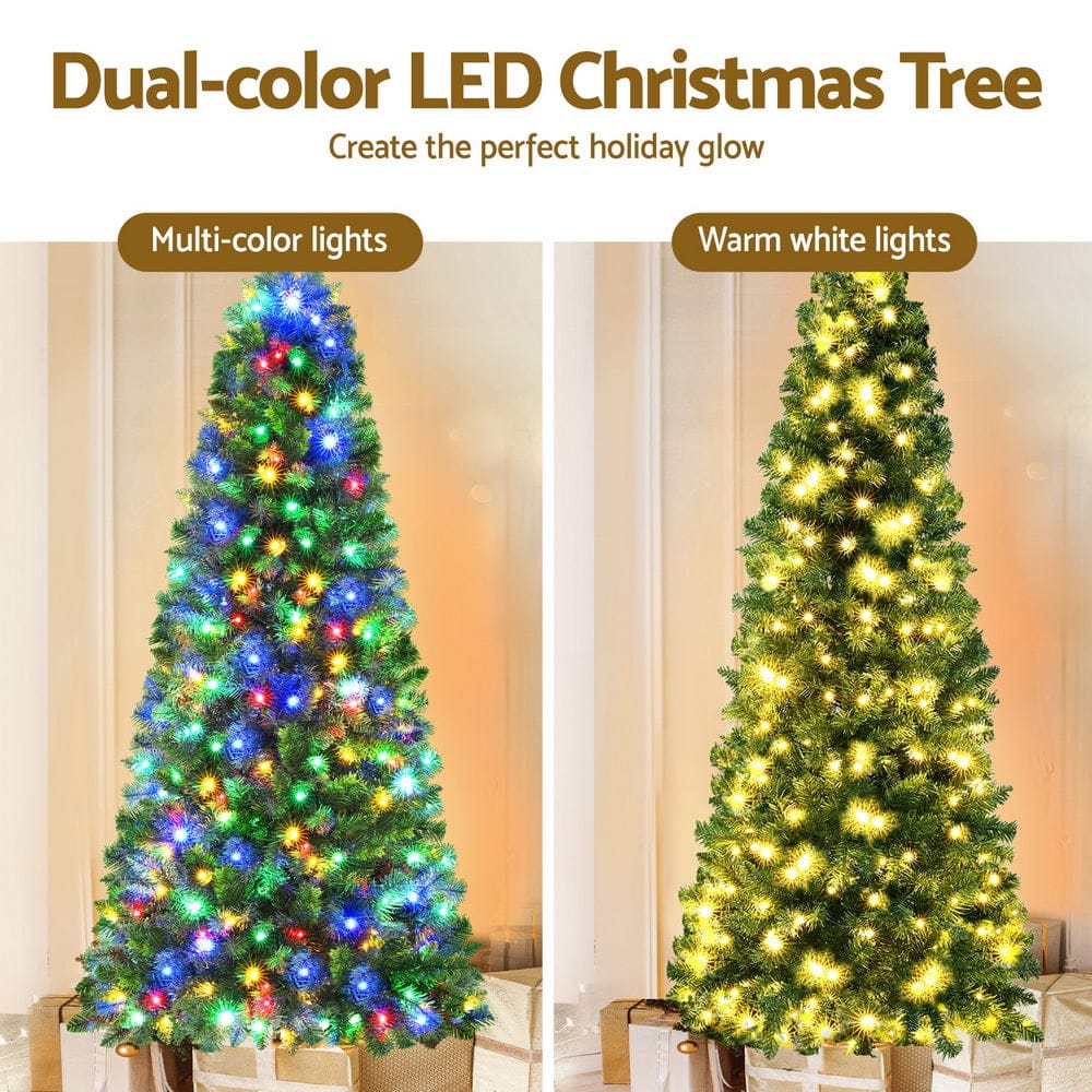 Jingle Jollys 1.8M Pre-lit Christmas Tree 8 Mode Multi Colour 200 LED Light Xmas - SportZone.co.nz