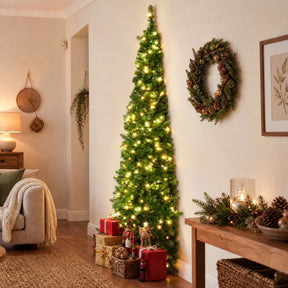 Jingle Jollys 1.8m Pre-Lit Christmas Tree Slim Pencil Xmas Tree Corner Tree - SportZone.co.nz