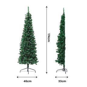 Jingle Jollys 1.8m Pre-Lit Christmas Tree Slim Pencil Xmas Tree Corner Tree - SportZone.co.nz