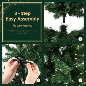 Jingle Jollys 1.8m Pre-Lit Christmas Tree Slim Pencil Xmas Tree Corner Tree - SportZone.co.nz