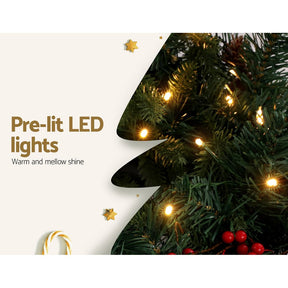Jingle Jollys 2.4m Christmas Garland with LED Lights Decorations Xmas Party - SportZone.co.nz