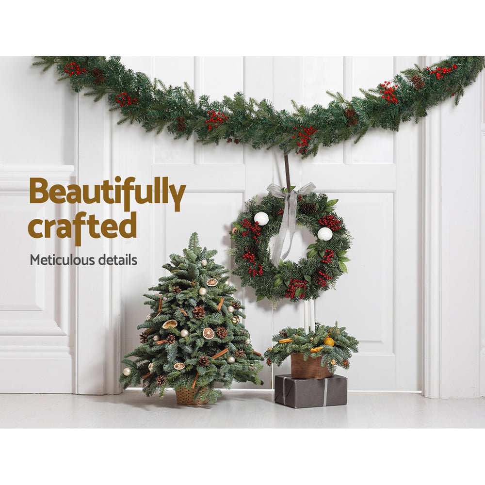 Jingle Jollys 2.4m Christmas Garland with LED Lights Decorations Xmas Party - SportZone.co.nz