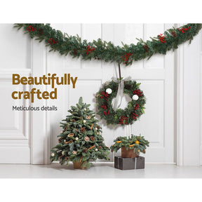 Jingle Jollys 2.4m Christmas Garland with LED Lights Decorations Xmas Party - SportZone.co.nz