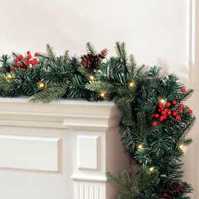 Jingle Jollys 2.4m Christmas Garland with LED Lights Decorations Xmas Party - SportZone.co.nz