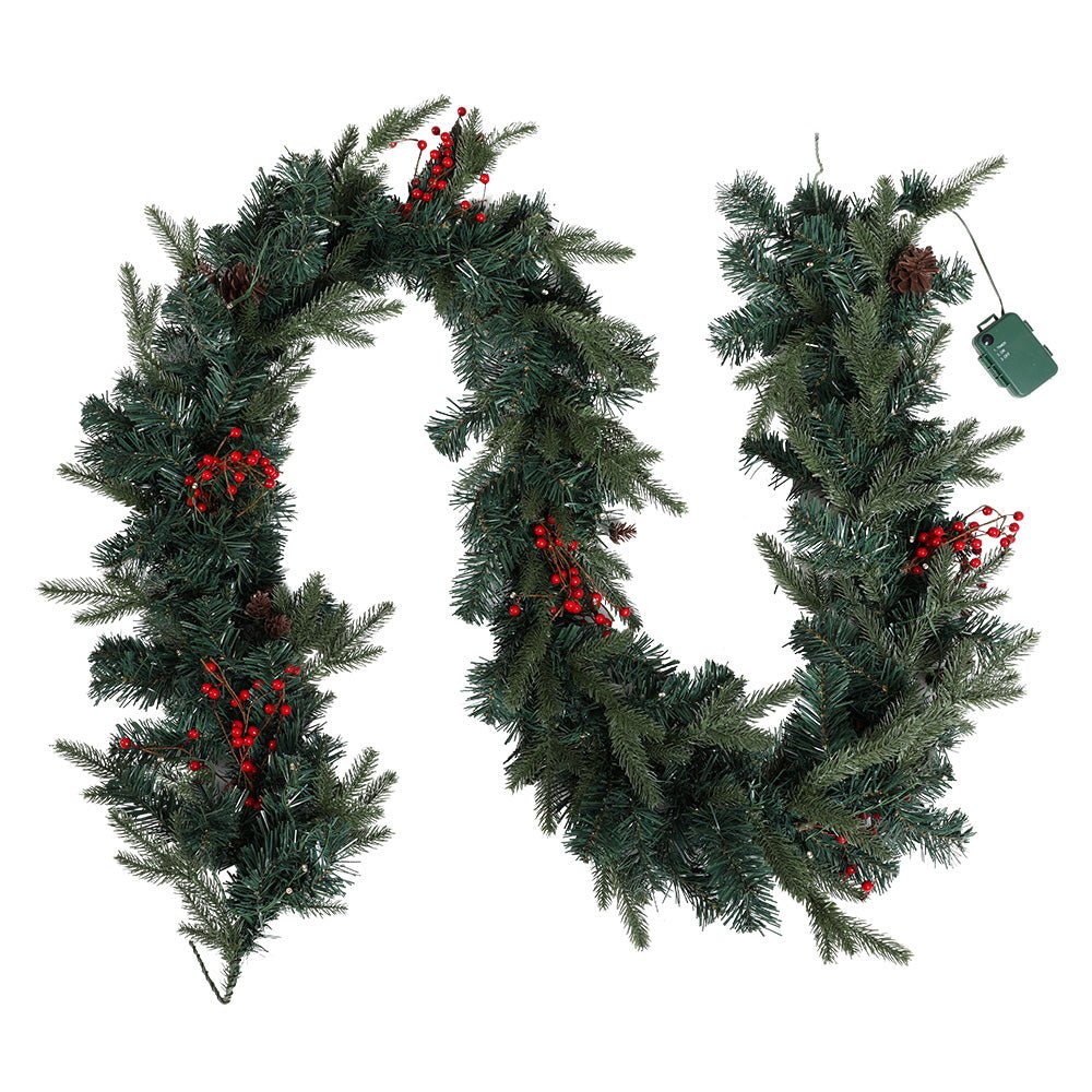 Jingle Jollys 2.4m Christmas Garland with LED Lights Decorations Xmas Party - SportZone.co.nz