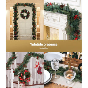 Jingle Jollys 2.4m Christmas Garland with LED Lights Decorations Xmas Party - SportZone.co.nz