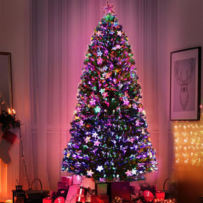 Jingle Jollys 2.4m Christmas Tree Optic Fibre LED Xmas tree Multi Colour - SportZone.co.nz
