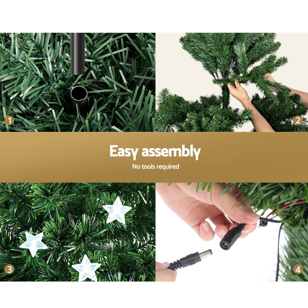 Jingle Jollys 2.4m Christmas Tree Optic Fibre LED Xmas tree Multi Colour - SportZone.co.nz
