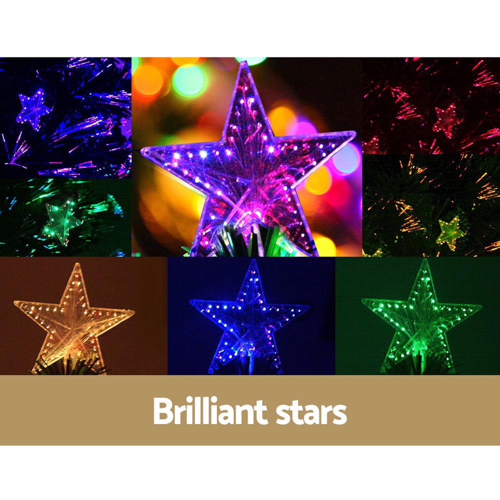 Jingle Jollys 2.4m Christmas Tree Optic Fibre LED Xmas tree Multi Colour - SportZone.co.nz