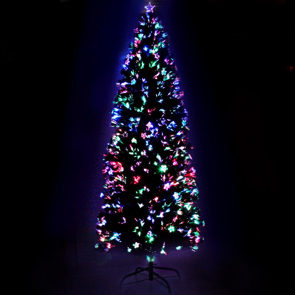 Jingle Jollys 2.4m Christmas Tree Optic Fibre LED Xmas tree Multi Colour - SportZone.co.nz