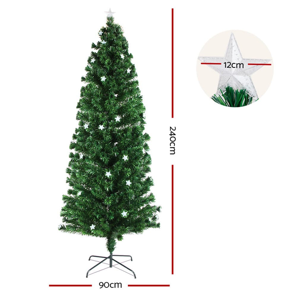 Jingle Jollys 2.4m Christmas Tree Optic Fibre LED Xmas tree Multi Colour - SportZone.co.nz
