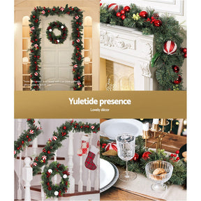 Jingle Jollys 2.7m Christmas Garland with Decorations Xmas Wedding Party - SportZone.co.nz