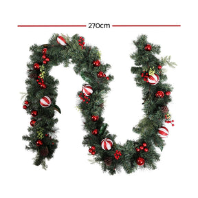 Jingle Jollys 2.7m Christmas Garland with Decorations Xmas Wedding Party - SportZone.co.nz