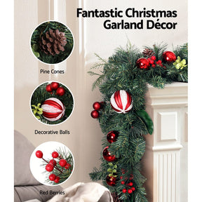 Jingle Jollys 2.7m Christmas Garland with Decorations Xmas Wedding Party - SportZone.co.nz