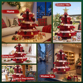 Jingle Jollys 2X Folding Christmas Tree 47CM Xmas Table Decorations Red&Green - SportZone.co.nz
