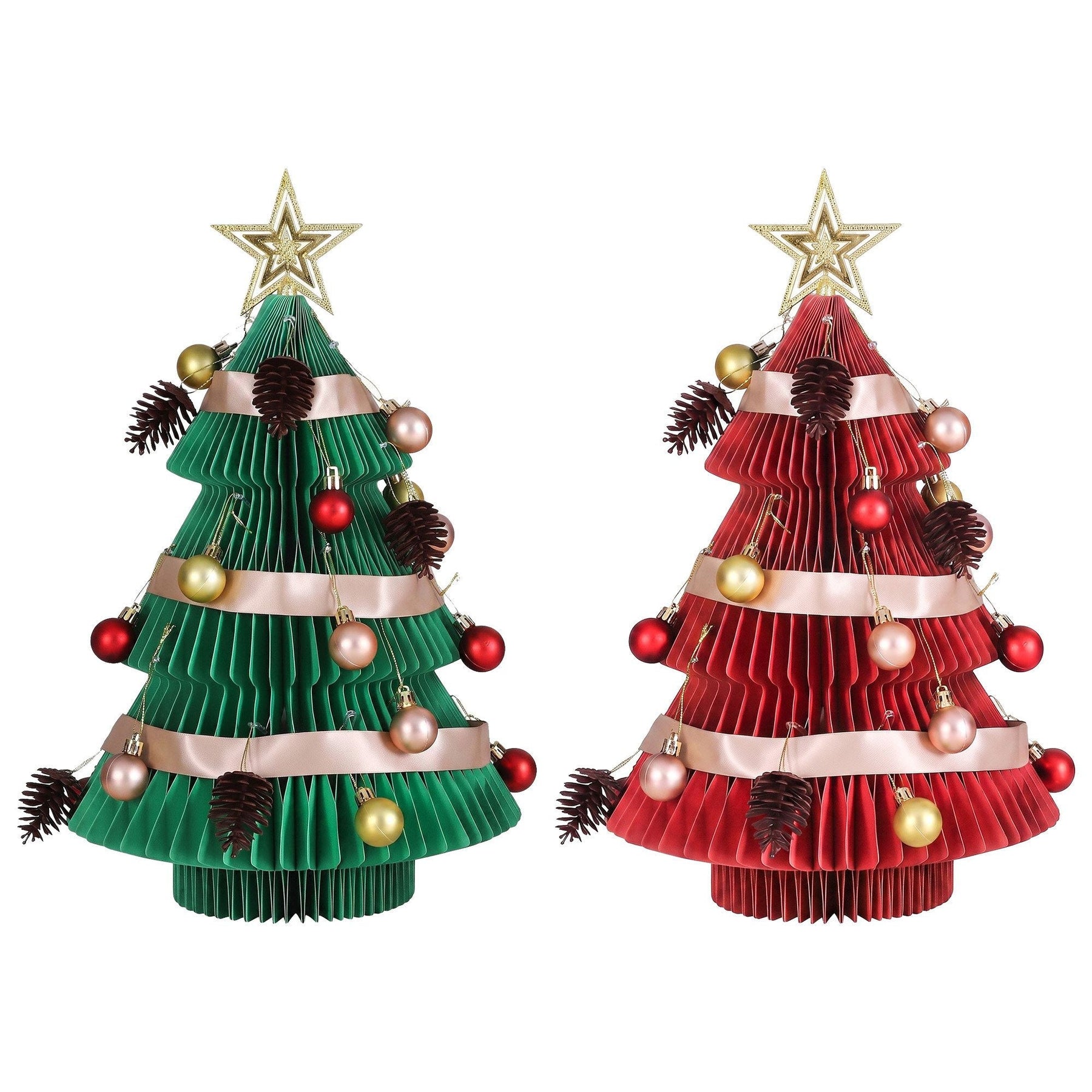 Jingle Jollys 2X Folding Christmas Tree 47CM Xmas Table Decorations Red&Green - SportZone.co.nz