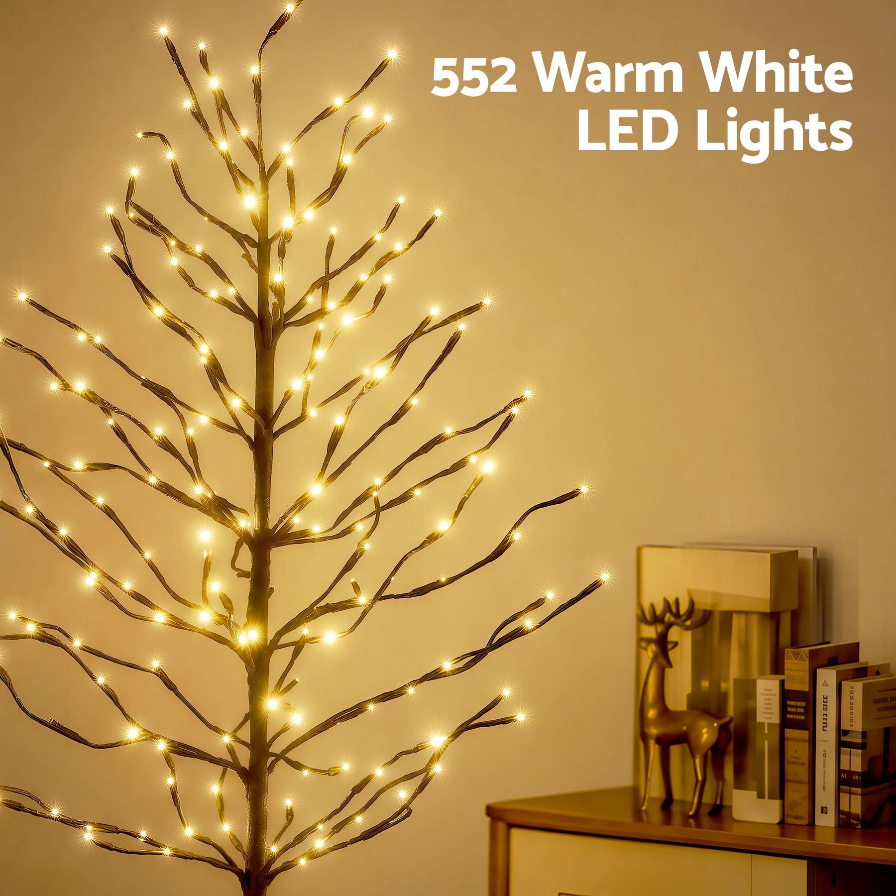 Jingle Jollys 3 Pack LED Christmas Tree Lighted Birch Tree Indoor Outdoor Xmas Decor Warm White - SportZone.co.nz