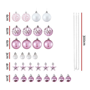 Jingle Jollys 33pcs Christmas Tree Decorations Set Baubles Ornaments Party Pink - SportZone.co.nz