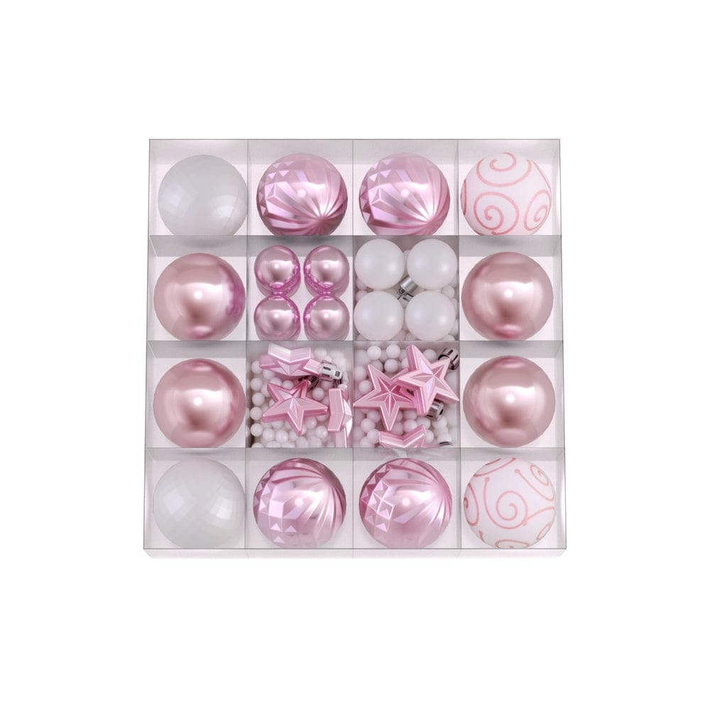 Jingle Jollys 33pcs Christmas Tree Decorations Set Baubles Ornaments Party Pink - SportZone.co.nz