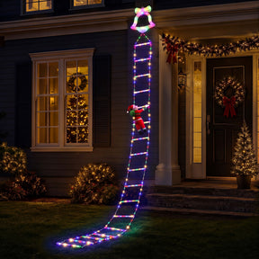 Jingle Jollys 3.5M Christmas Lights 300 LED Ladder Light with Santa Claus Decor - SportZone.co.nz