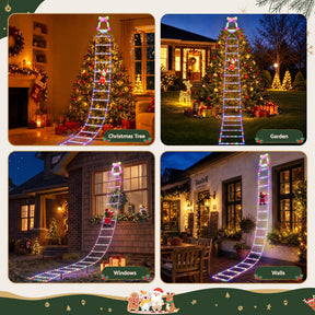 Jingle Jollys 3.5M Christmas Lights 300 LED Ladder Light with Santa Claus Decor - SportZone.co.nz