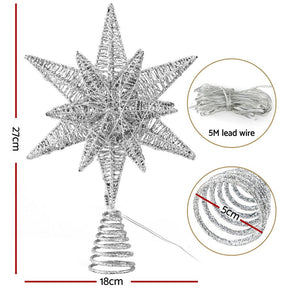 Jingle Jollys 3D Christmas Tree Topper Star LED Decorations Xmas Party Timer - SportZone.co.nz