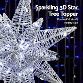 Jingle Jollys 3D Christmas Tree Topper Star LED Decorations Xmas Party Timer - SportZone.co.nz