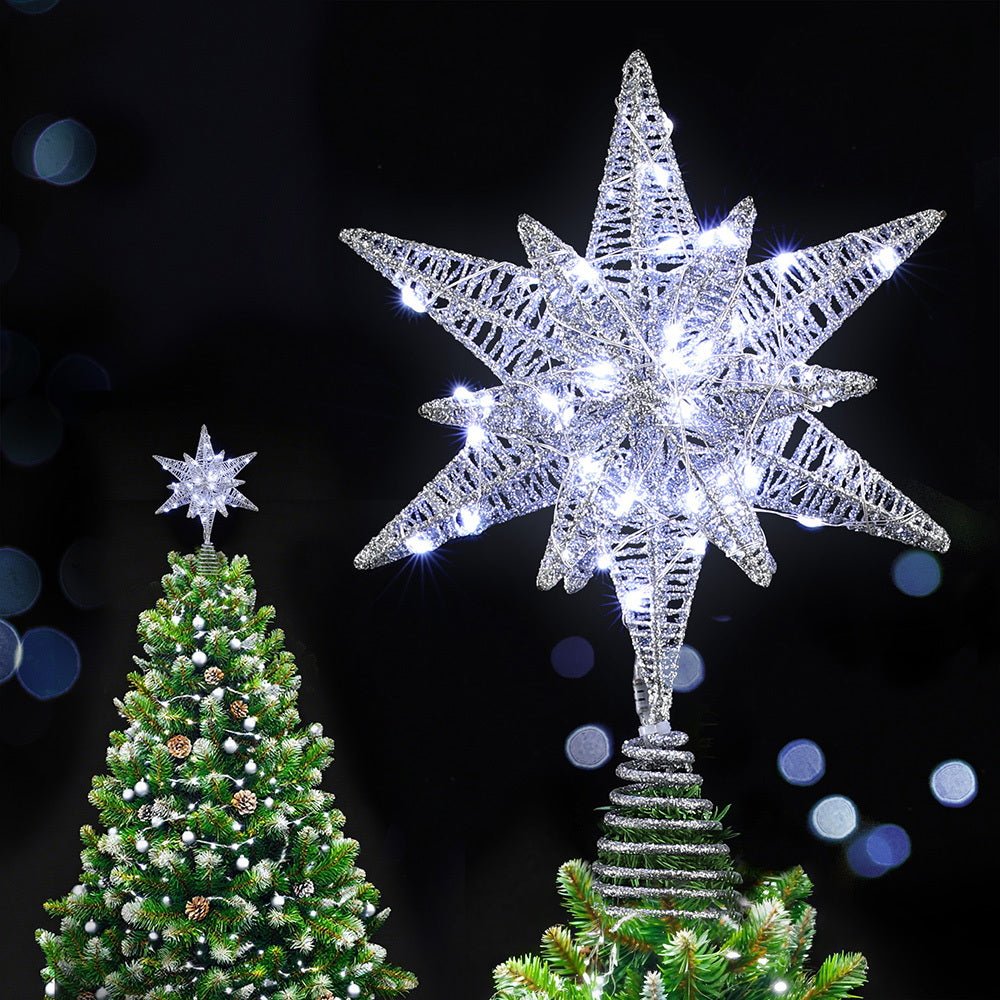 Jingle Jollys 3D Christmas Tree Topper Star LED Decorations Xmas Party Timer - SportZone.co.nz