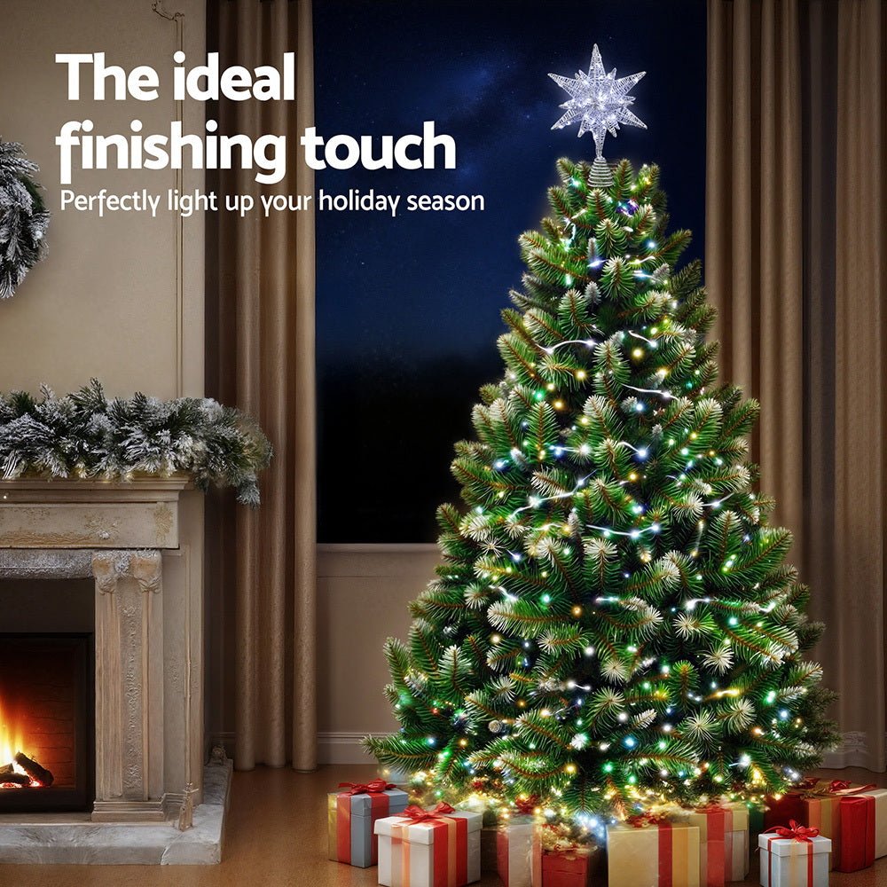 Jingle Jollys 3D Christmas Tree Topper Star LED Decorations Xmas Party Timer - SportZone.co.nz