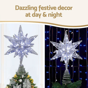 Jingle Jollys 3D Christmas Tree Topper Star LED Decorations Xmas Party Timer - SportZone.co.nz