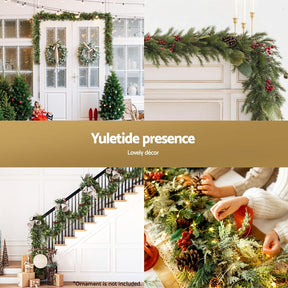 Jingle Jollys 3M Christmas Garland Pre-lit LED with Pine Cones Xmas Decor Green - SportZone.co.nz