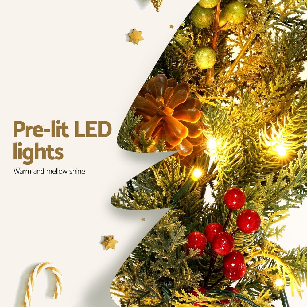 Jingle Jollys 3M Christmas Garland Pre-lit LED with Pine Cones Xmas Decor Green - SportZone.co.nz