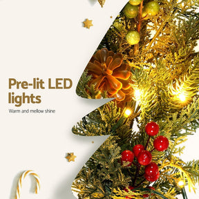 Jingle Jollys 3M Christmas Garland Pre-lit LED with Pine Cones Xmas Decor Green - SportZone.co.nz