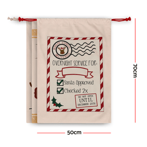 Jingle Jollys 3PCS Christmas Santa Sacks Large Reusable Personalised Canvas Gift Storage Bags - SportZone.co.nz