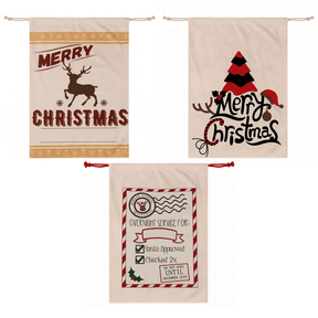 Jingle Jollys 3PCS Christmas Santa Sacks Large Reusable Personalised Canvas Gift Storage Bags - SportZone.co.nz