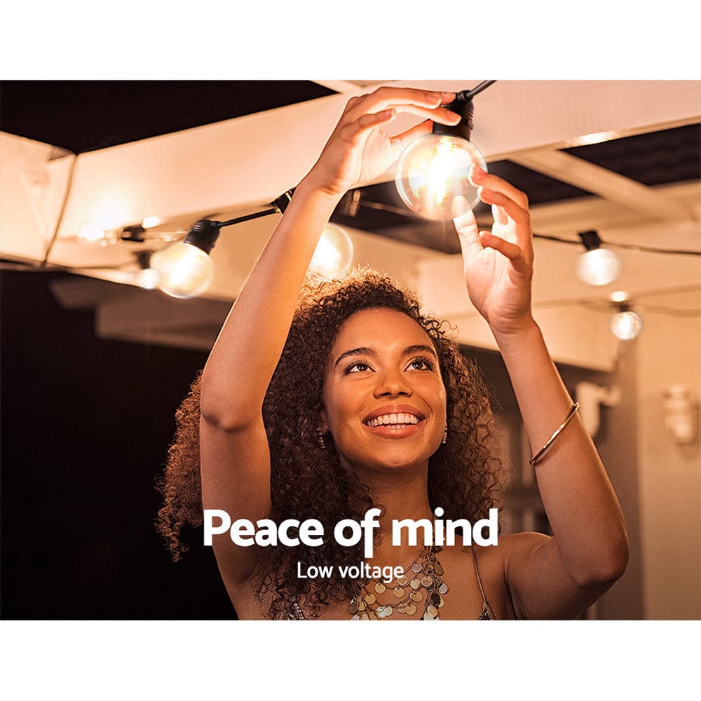 Jingle Jollys 59m LED Festoon Lights Sting Lighting Kits Wedding Outdoor Party - SportZone.co.nz