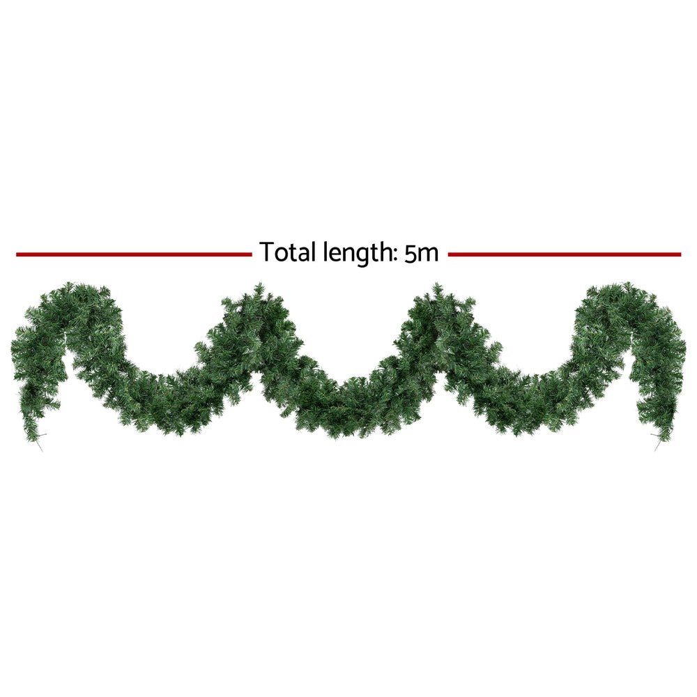 Jingle Jollys 5M Christmas Garland LED Lights Party Xmas Decorations 380 TIPS - SportZone.co.nz