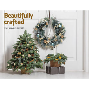 Jingle Jollys 60cm Christmas Wreath with LED Lights Snowy Garland Xmas Decor - SportZone.co.nz