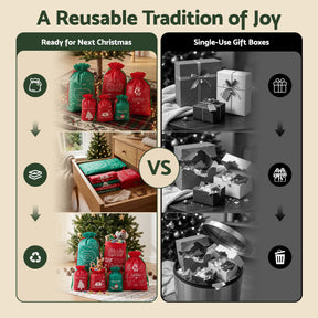 Jingle Jollys 6PCS Christmas Santa Sacks Drawstring Reusable Gift Storage Bags 2 Sizes - SportZone.co.nz