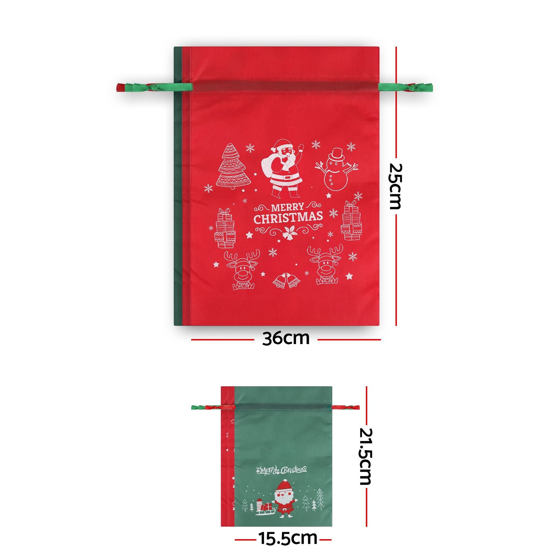 Jingle Jollys 6PCS Christmas Santa Sacks Drawstring Reusable Gift Storage Bags 2 Sizes - SportZone.co.nz