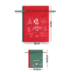 Jingle Jollys 6PCS Christmas Santa Sacks Drawstring Reusable Gift Storage Bags 2 Sizes - SportZone.co.nz