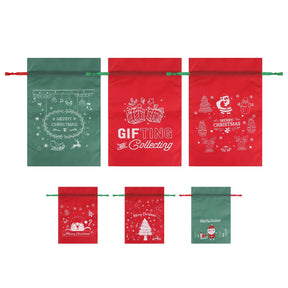 Jingle Jollys 6PCS Christmas Santa Sacks Drawstring Reusable Gift Storage Bags 2 Sizes - SportZone.co.nz