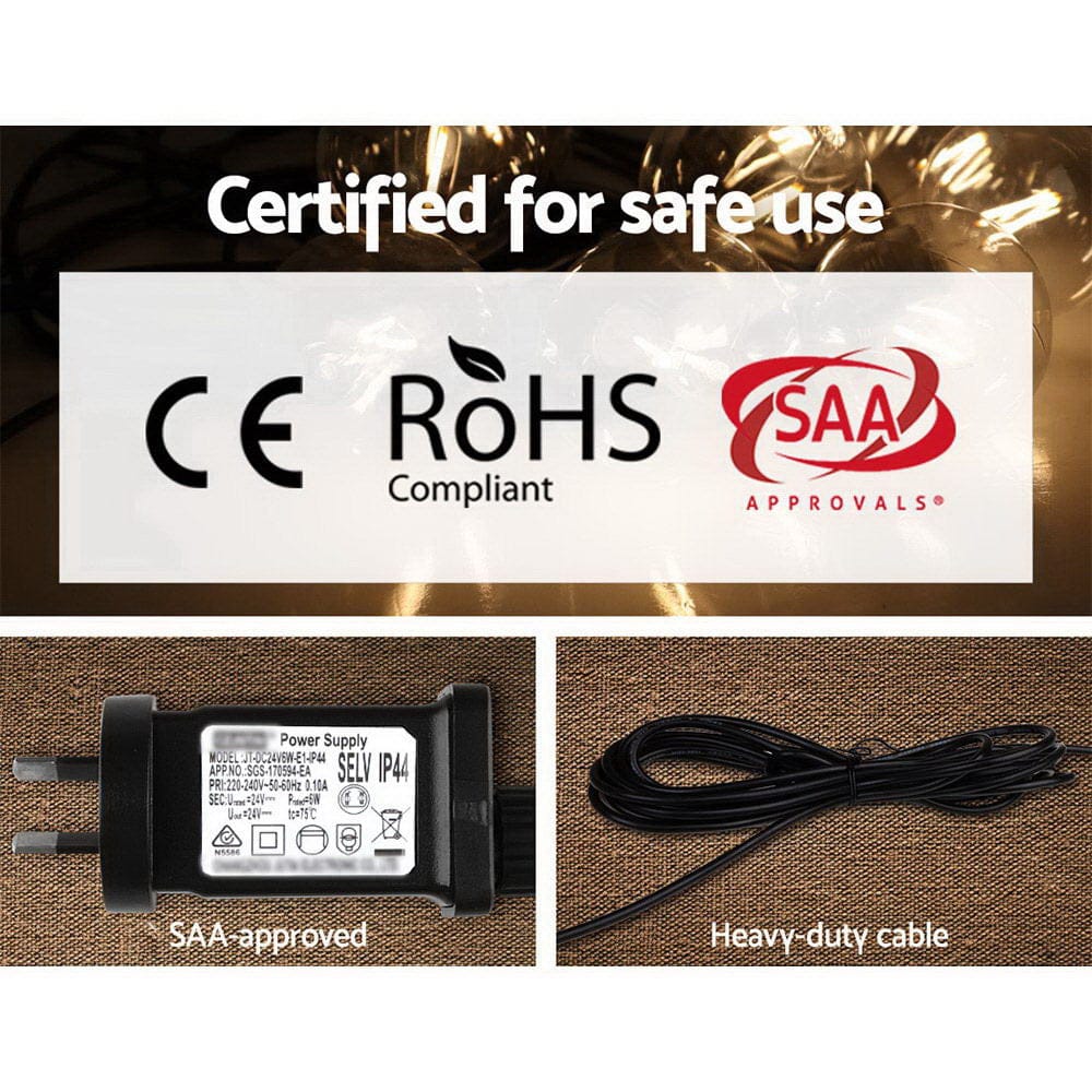 Jingle Jollys 77m LED Festoon Lights Sting Lighting Kits Wedding Outdoor Party - SportZone.co.nz