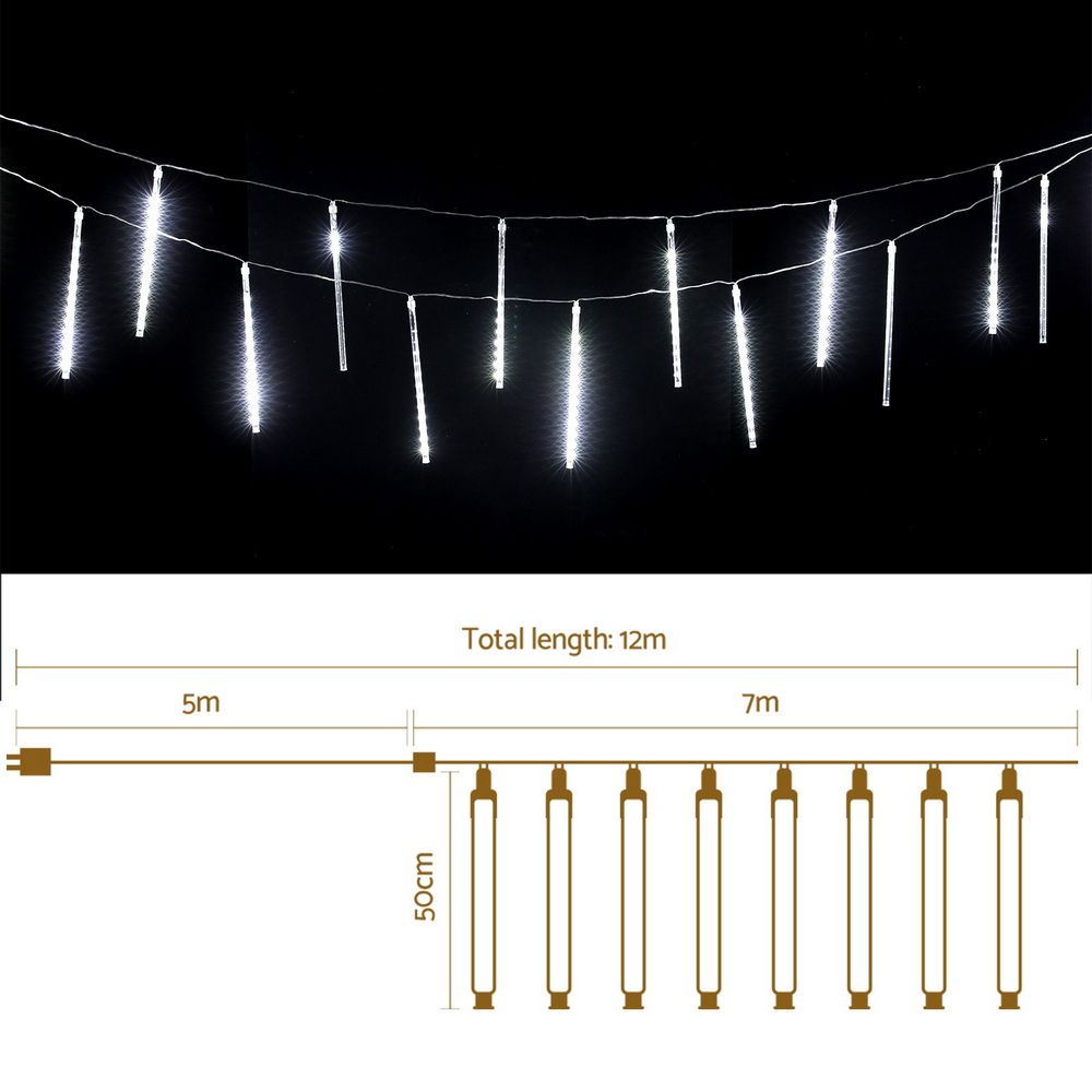 Jingle Jollys 7M Christmas Lights Shower Light 288 LED Icicle Falling Metor - SportZone.co.nz
