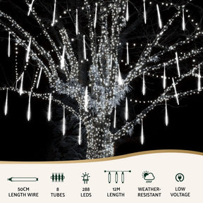 Jingle Jollys 7M Christmas Lights Shower Light 288 LED Icicle Falling Metor - SportZone.co.nz