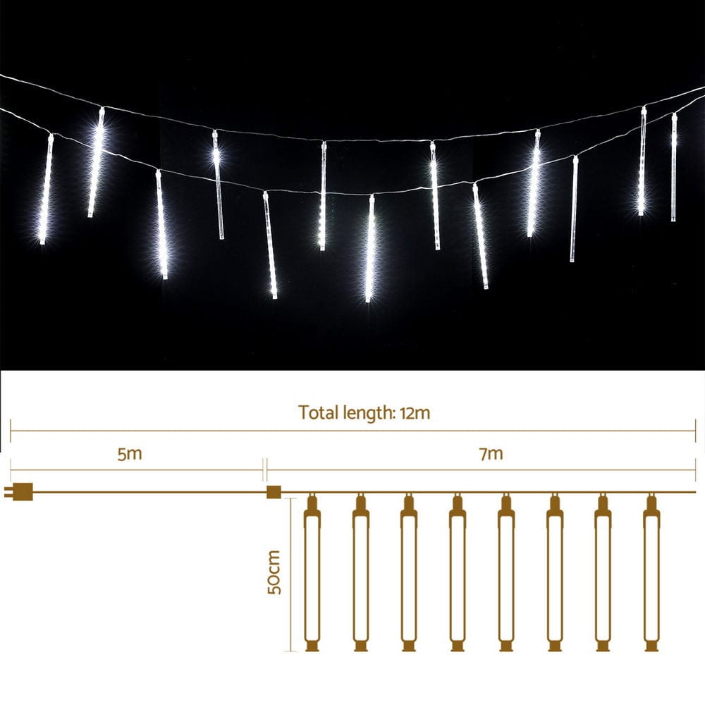 Jingle Jollys 7M Christmas Lights Shower Light 288 LED Icicle Falling Metor - SportZone.co.nz